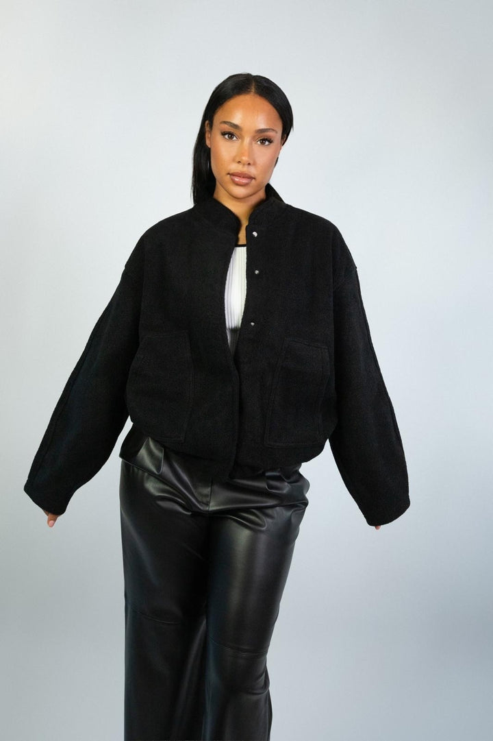 Oversized Black Wool-Blend Jacket