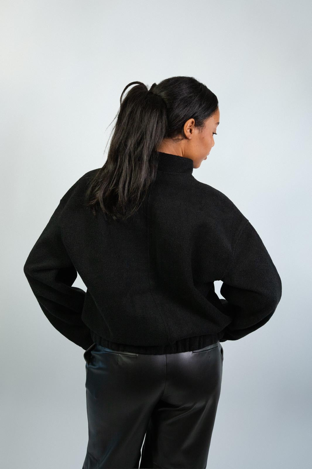 Oversized Black Wool-Blend Jacket