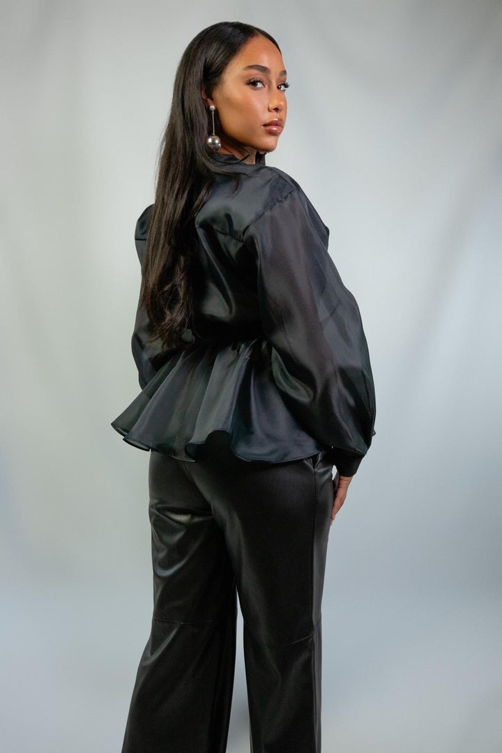 Satin Wrap Peplum Top