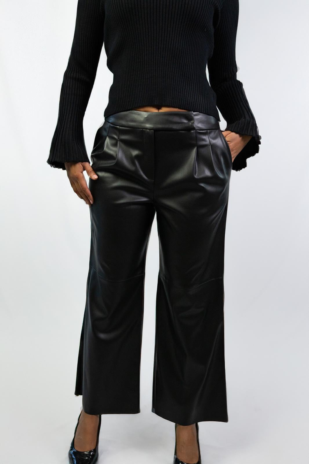 Wide-Leg Faux Leather Pants
