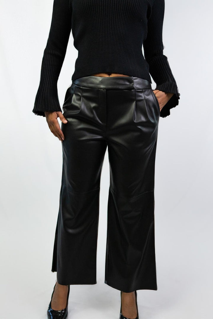 Wide-Leg Faux Leather Pants