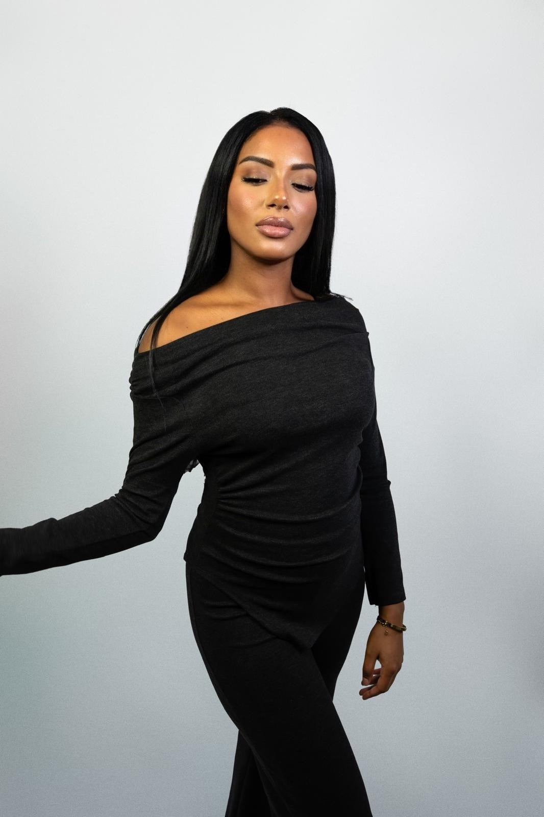 Off-Shoulder Ribbed Co-ord Set