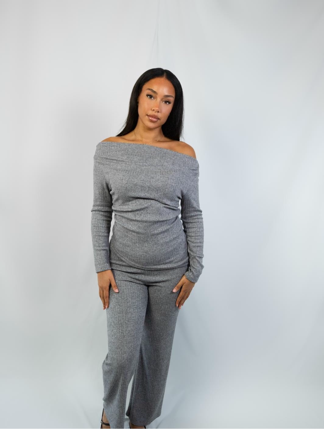 Off-Shoulder Ribbed Co-ord Set