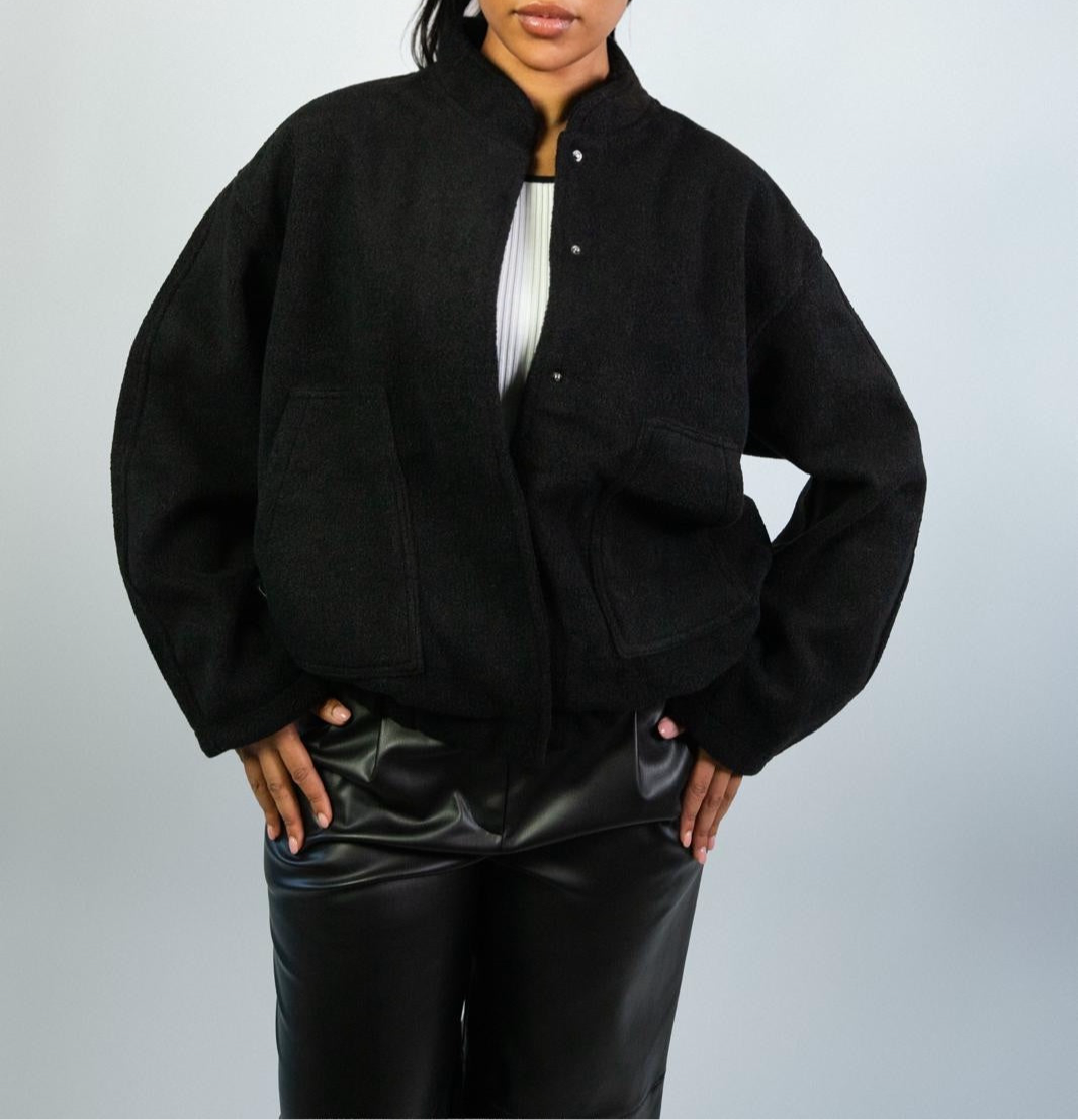 Oversized Black Wool-Blend Jacket