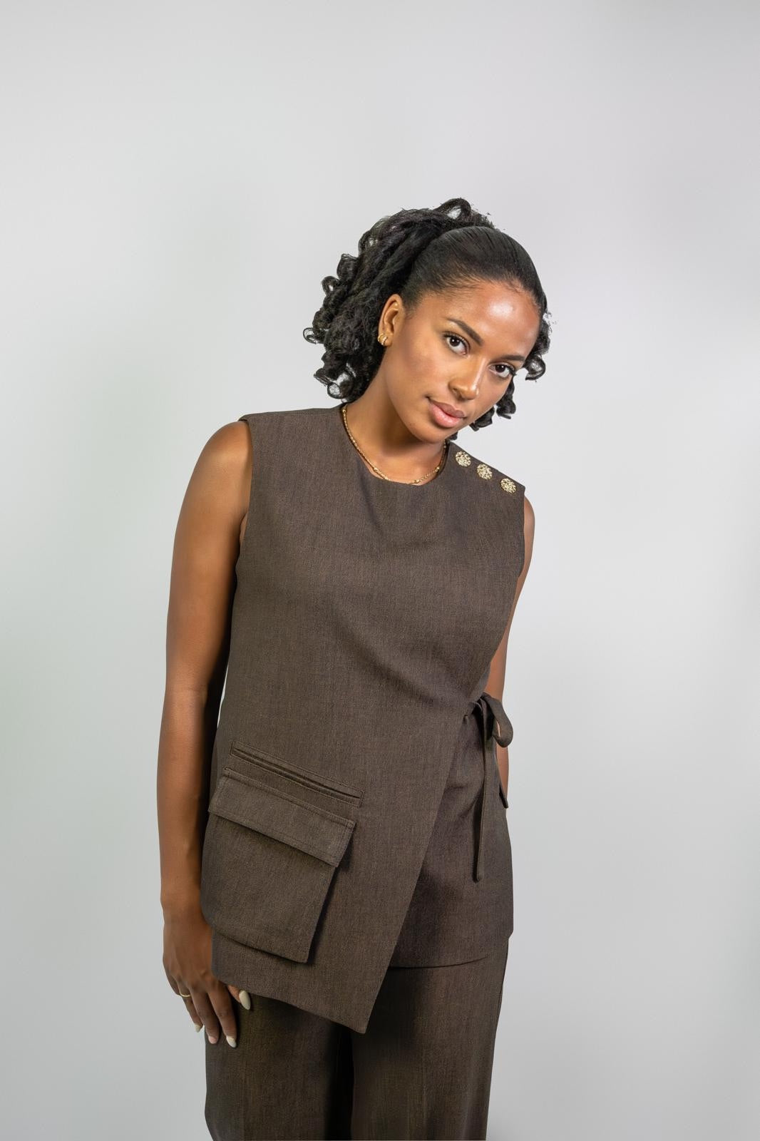 Brown Tailored Suit Set