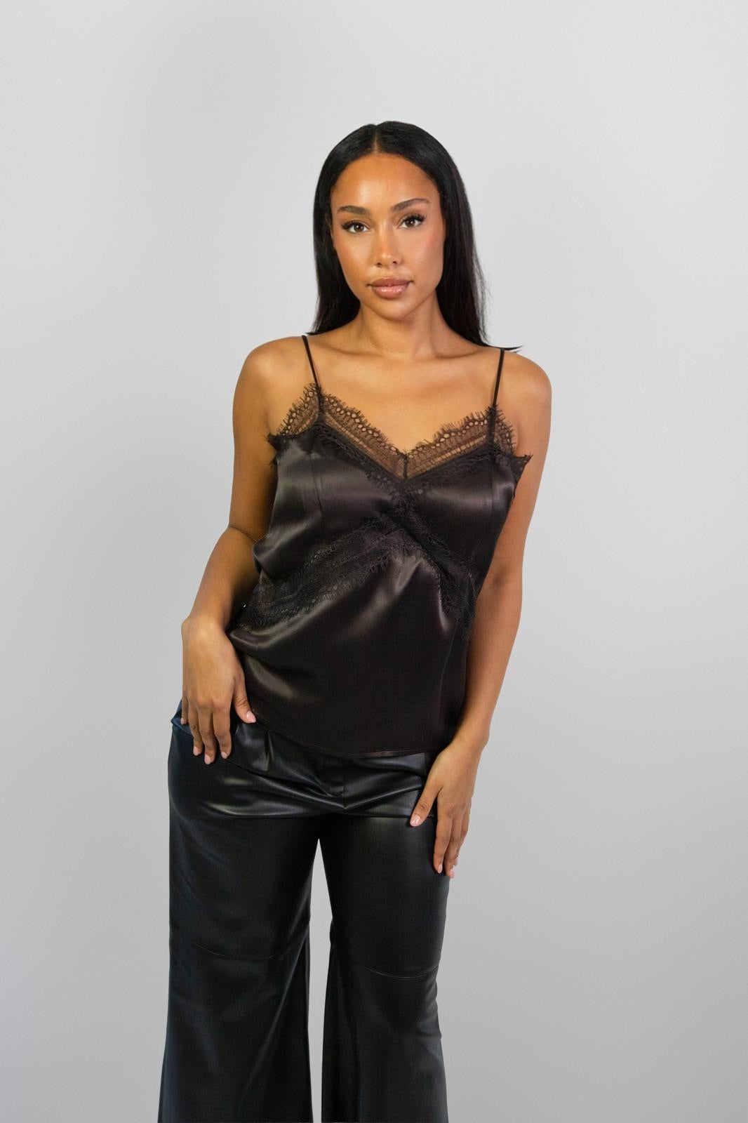 Lace Trim Satin Cami