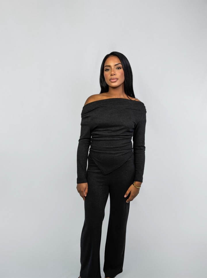 Off-Shoulder Ribbed Co-ord Set