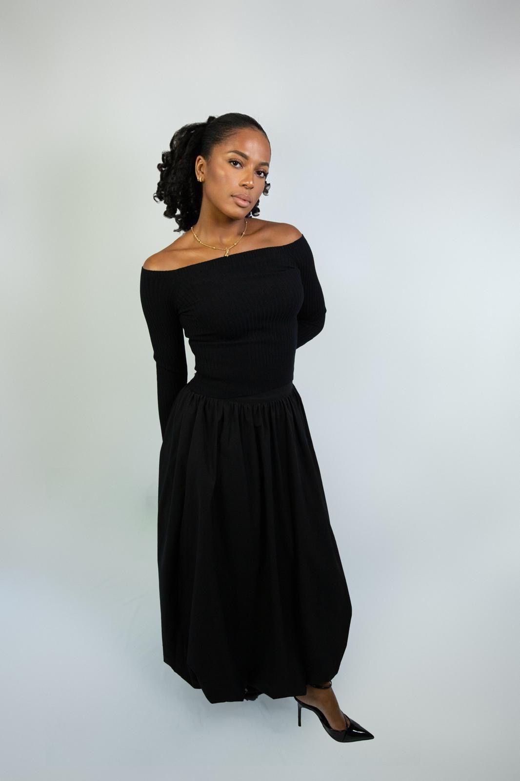 Off-Shoulder Ribbed Knit Top