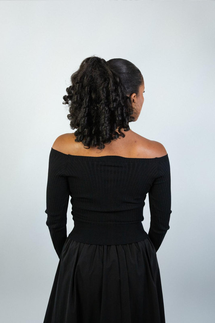 Off-Shoulder Ribbed Knit Top